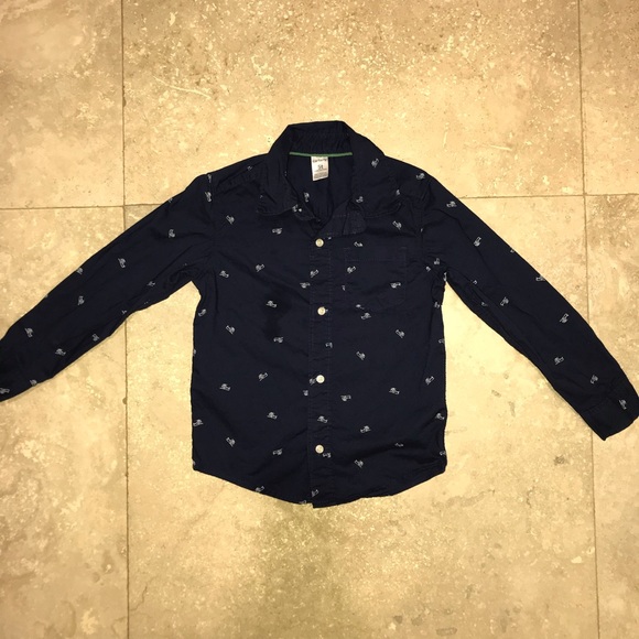 Carter’s 5T navy blue helicopter kids button up - Picture 2 of 7
